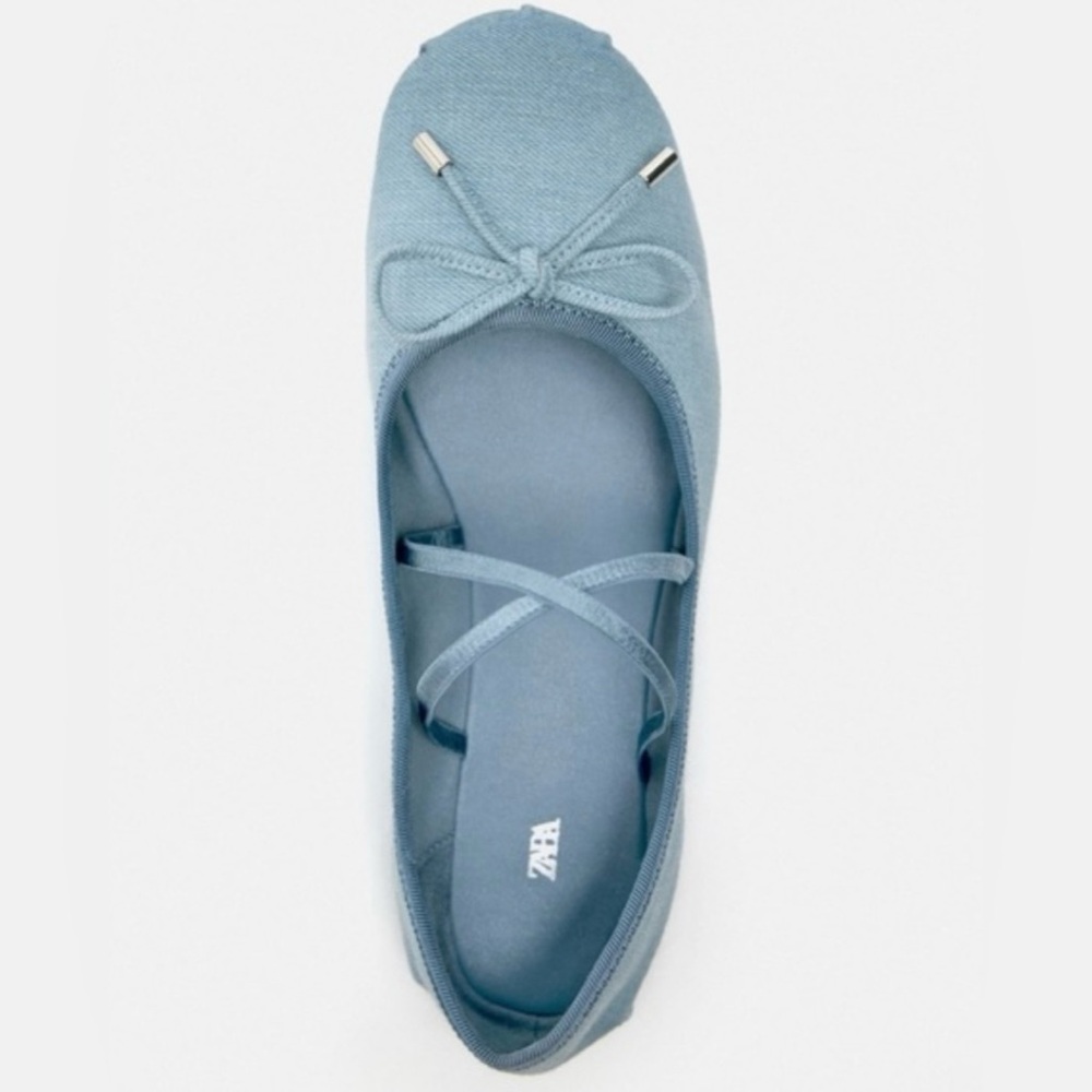 Zara Light Blue Denim Flats